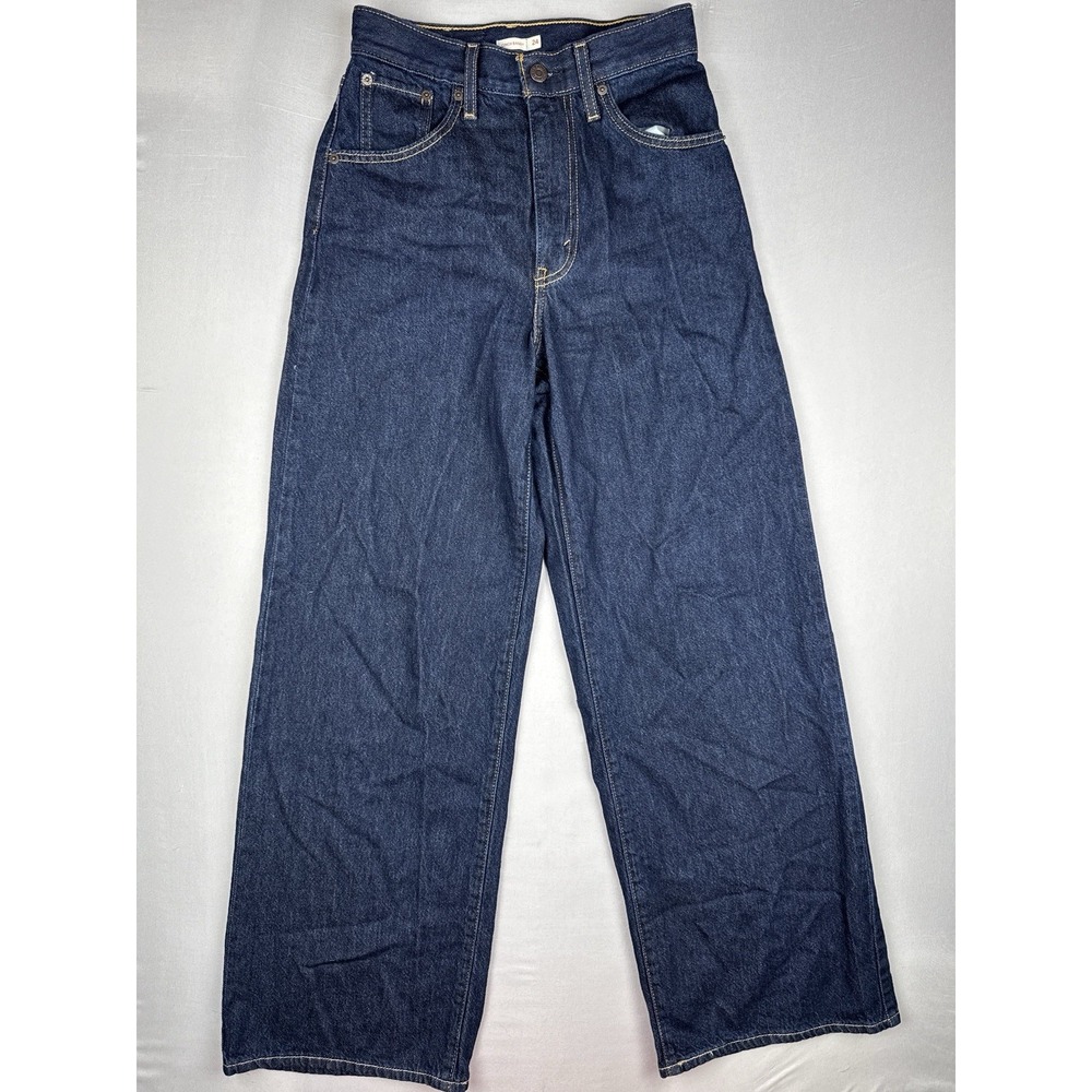 Levi's Cinch Baggy Wide Leg Jeans Dark Wash Denim 24x31 Relaxed High Rise - Picture 2 of 15